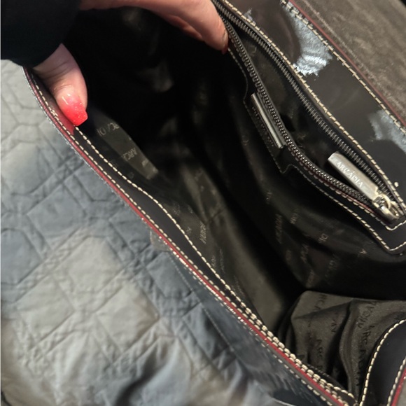 Arcadia patent leather Black Embossed Bag with Silver Accent - Picture 3 of 6